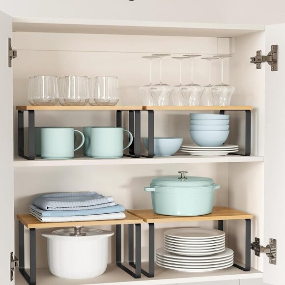 Cabinet Organizer Shelf, Set of 2 Kitchen Counter Shelves, Kitchen Storage - Picture 3 of 6